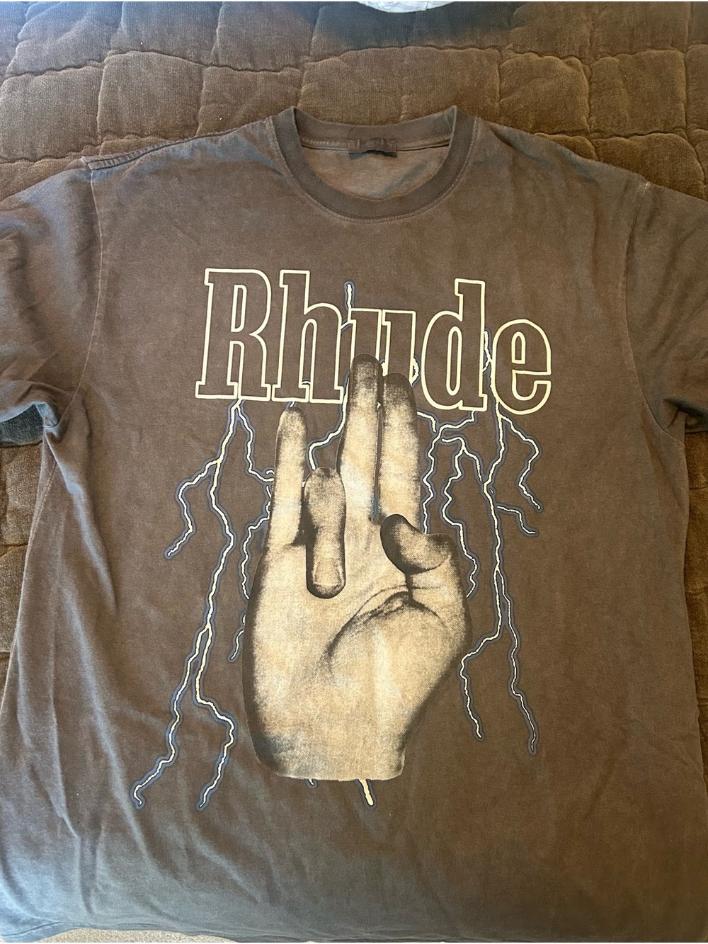 Rhude Shocked Short Sleeve Tee, grey/faded black